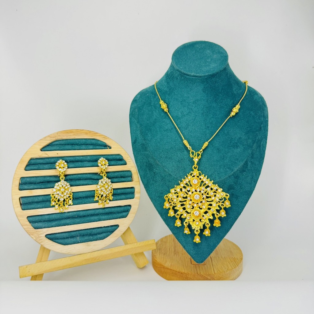 ชุดไทยโซ่เพื่อนเจ้าสาวแต่งงานวินเทจสร้อยคอและต่างหูThai style necklace set