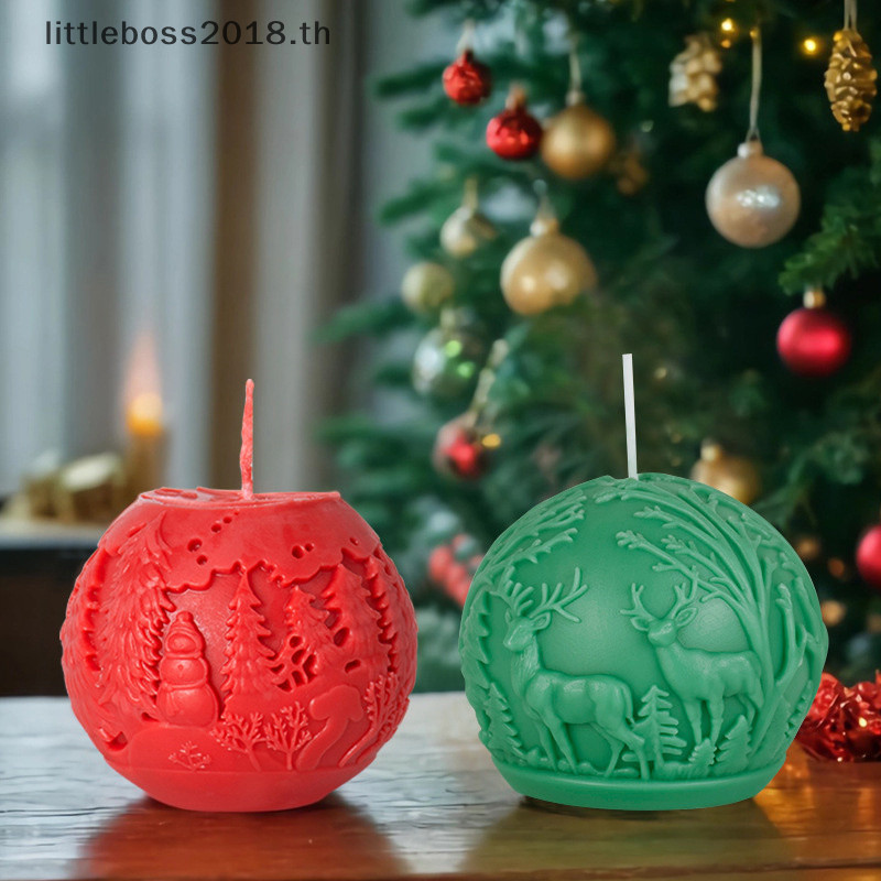 [littleboss] 3d DIY Christmas Tree Ball แม่พิมพ์ซิลิโคน Elk Star Ball Mold ของขวัญคริสต์มาสเค้กช็อกโกแลต Mould แม่พิมพ์สบู่ [TH]