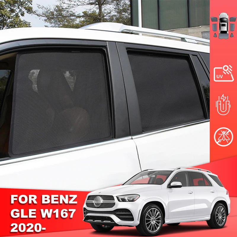 ม่านบังแดดรถยนต์สําหรับmercedes Benz GLE SUV 2020 2021 2022 2023 รถหน้าต่างด้านข้างรถบังแดดกระจกตาบอดSun Shadeแม่เหล็กผ้าม่านSunshieldอุปกรณ์เสริม