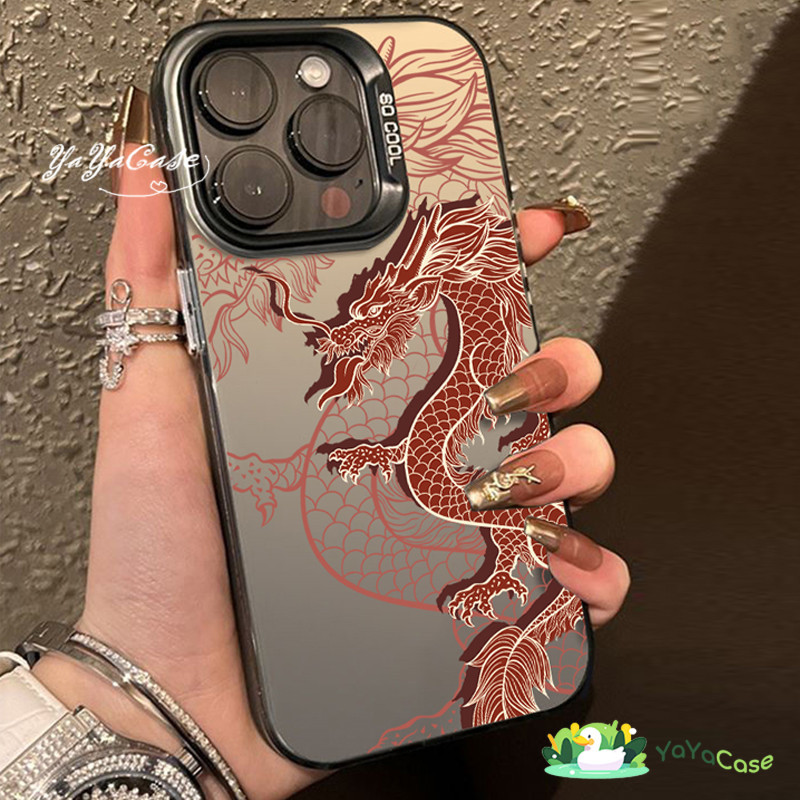 Yayacase เข้ากันได้ Redmi NOTE 12 10 8 9 13 11PRO 12PRO 13R PRO 4G 5G หรูหรา มังกรจีนรุ่น สไตล์กันน้ำ ขั้นสูง สีเงินเคส