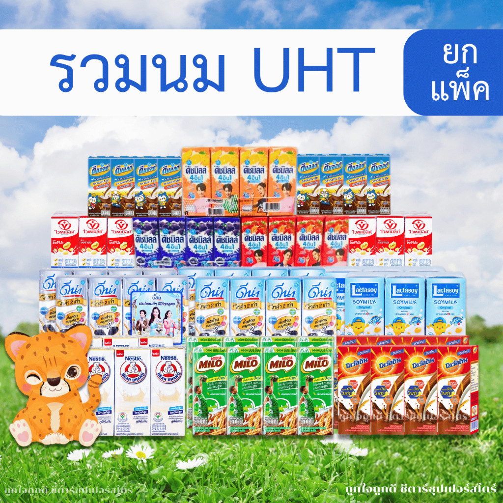 [🎫โค้ดคู่ ไม่ต้องทักแชท] ตะกร้า รวมนม UHT (นมตราหมี ไมโล ดีน่า ดัชมิลล์ ดีมอลต์ ไวตามิลค์ โอวัลติน แลคตาซอย)