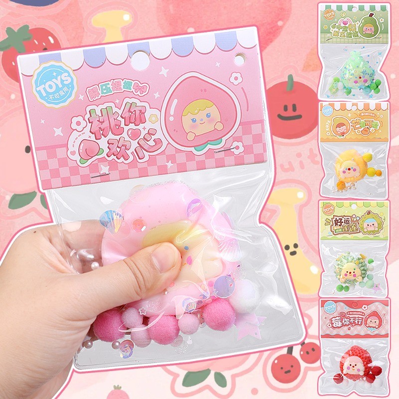 ผลไม้จําลอง Pinch Decompression Toy - Mini Squishy Mochi Fruit Doll - INS Pinch Music Fidget Toy - Party Festival Gift - Squeeze Slow Rebound Toy