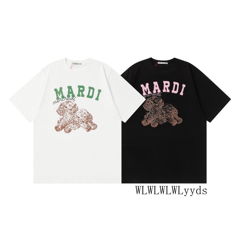 2024 ยุโรปและอเมริกา MARN * เฉพาะกลุ่มแฟชั่นแบรนด์เน็ตสีแดงพิมพ์เสื้อยืดดาวเดียวกันแขนสั้น Unisex T-shirt S-5XL ผ้าไหม