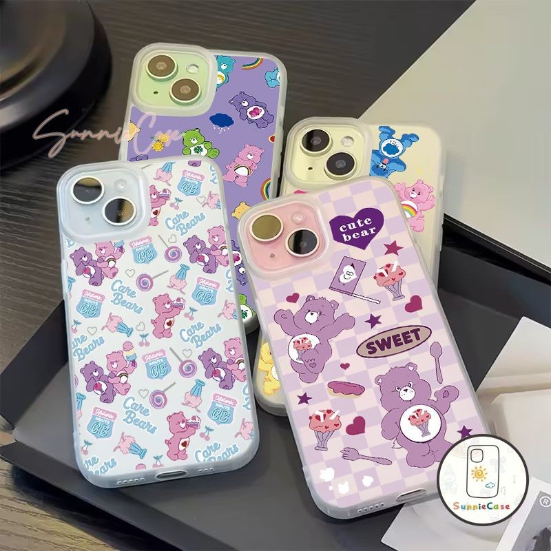 การ์ตูนหมีน่ารัก โบว์ เคส IPhone15 11 13 12 7Plus14 Pro Max X XR XS Max 7 14 8 15 Plus SE 2020 น่ารัก กรณีโทรศัพท์มือถือ