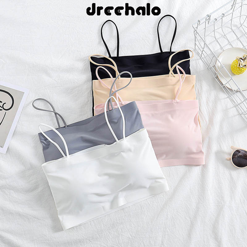 Dreeehalo เสื้อในผู้หญิง ครอปกล้าม เสื้ื้อครอป เสื้อกล้าม เสื้อในผู้หญิง ผ้านิ่มเด้ง ฟองน้ำในตัว หลากสี