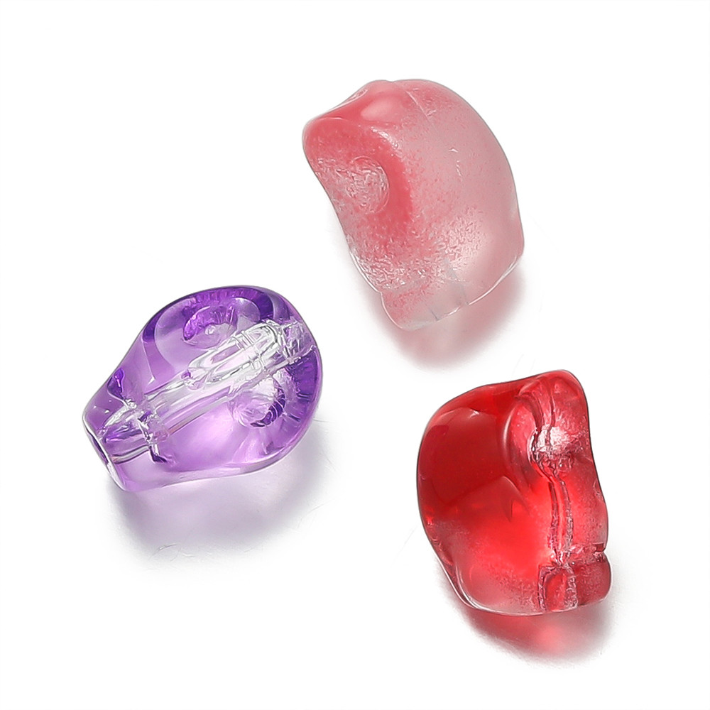 St. kunkka 10 ชิ้นลูกปัดแก้วรูปทรงพิเศษโปร่งใสไล่โทนสีสี Skull ลูกปัดหินลูกปัดสําหรับ DIY สร้อยข้อมือสร้อยคอทํา - รูปที่ 4