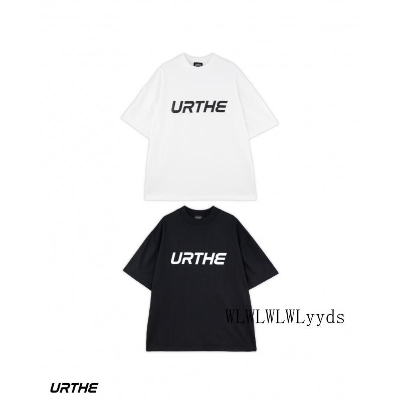 URTHE - เสื้อยืด เเขนสั้น สกรีนลาย รุ่น HIGH NECK T-shirt S-5XL ผ้าฝ้าย Clothing Man คอกลม