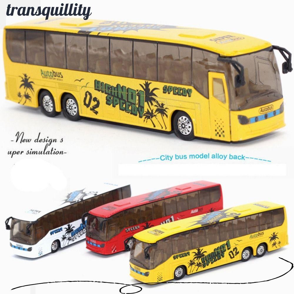 Transquillity โมเดลรถบัสโลหะผสมรูปทรงรถบัสคุณภาพสูงแสงและดนตรีดึงกลับ