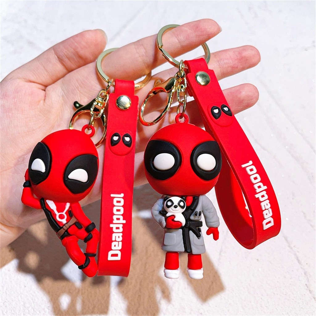 Deadpool & Wolverine พวงกุญแจอะนิเมะตัวเลข Deadpool รุ่น Q แฟชั่นกระเป๋าเป้สะพายหลังพวงกุญแจ qiazhilth