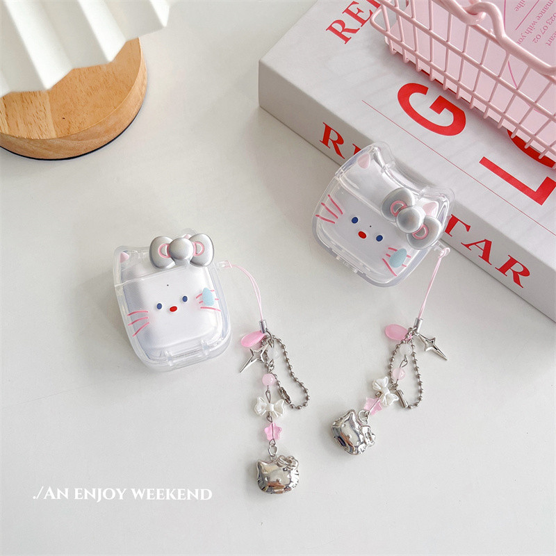 แมวเงินเหมาะสําหรับ Airpods1/2 3 Pro Pro2 Airpods4 ชุดหูฟังไร้สายบลูทูธป้องกันกรณี Air Pods Pro 3 4 หูฟังป้องกันกรณี
