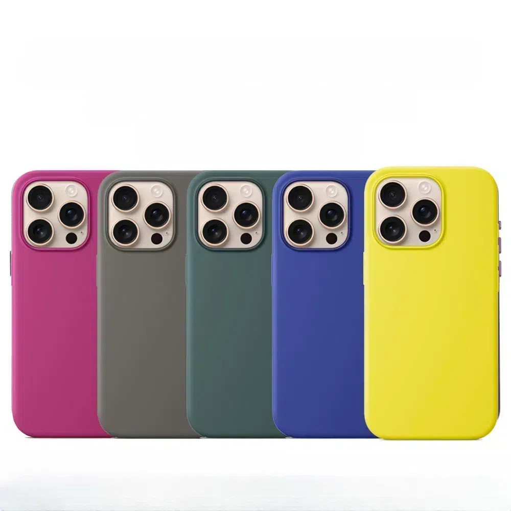 เหมาะสําหรับ ไอโฟน 16 มือโปร สูงสุด เคสโทรศัพท์ซิลิโคนเหลวแอนิเมชั่นแม่เหล็กดูด 16มือโปร เคลื่อนไหวสีทึบ 16บวก เคสป้องกันมินิมอล