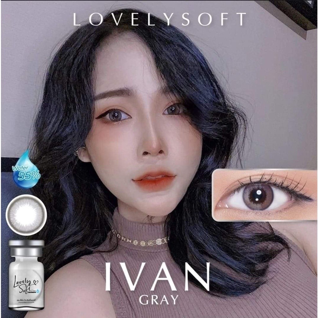 🔥คอนแทคเลนส์❤️Size : S❤️รุ่น Ivan (Lovely soft) สี : Gray / Brown
