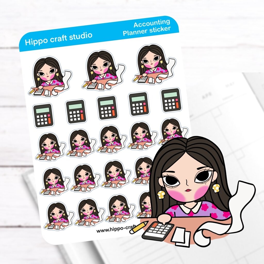 Accounting planner | Doodle sticker sheet สติ๊กเกอร์นักบัญชี สไตล์ดูเดิล สีสันสดใส