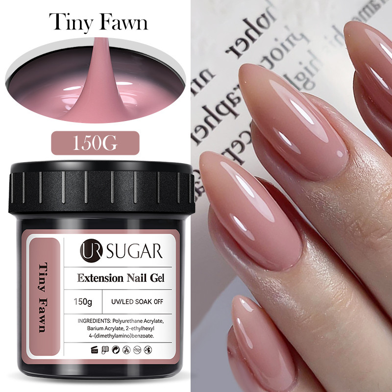 UR SUGAR 150g Nude Clear Extension เล็บเจลโปแลนด์นิ้วมือรูปแบบ Camouflage Hard Gel Extension เล็บอะคริลิคเล็บ