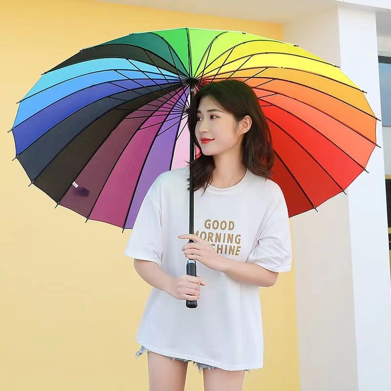 ร่มกันฝนกันแดด 16 ก้าน สีรุ้งขนาดใหญ่ thumbnail 5