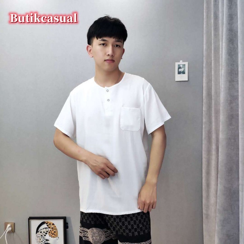 ผู้ชายเสื้อยืดผ้าฝ้ายกิริยาแขนสั้นด้านบนกระเป๋าเสื้อยืดธรรมดาเสื้อหลวมรอบคอเสื้อยืดเสื้อลําลอง ราคา ถูกที่สุด ดีลบีเคเค แกลเลอรีภาพที่ 9