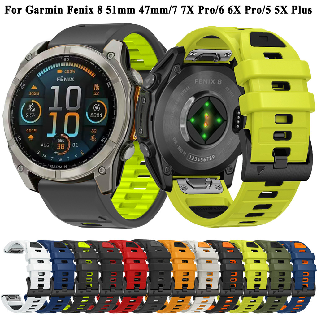 อย่างเป็นทางการซิลิโคนสายนาฬิกาสำหรับ G armin Fenix 8 epix Pro Gen 2 7 7X 6 6X 5X โคตร G1 Mk2 Mk1 D2เดลต้า Tactix 22มิลลิเมตร26มิลลิเมตร QuickFit วง