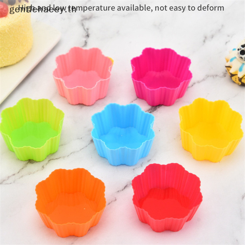 Gg 1 ชิ้นที่มีสีสันแปดดอกไม้ซิลิโคน Cupcake Liners ถ้วยอบแบบใช้ซ้ําได้ Non Easy Clean Pastry มัฟฟินแม่พิมพ์ TH