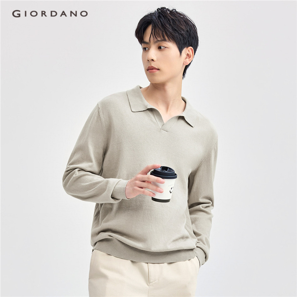 GIORDANO MEN 100% Cotton v-neck collar sweater 13054667