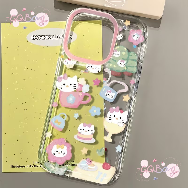 เคสใสลายการ์ตูนแมวเชอร์รี่สุดน่ารัก เคสไอโฟน11 7Plus 15 13 14 15 12 Pro Max XR X XS Max 14 15 6 6s 7 8 Plus เคส - รูปที่ 2