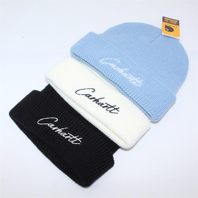 Carhartt หมวกบีนนี่ สีทึบ แฟชั่นผู้ชายและผู้หญิง หมวกถัก