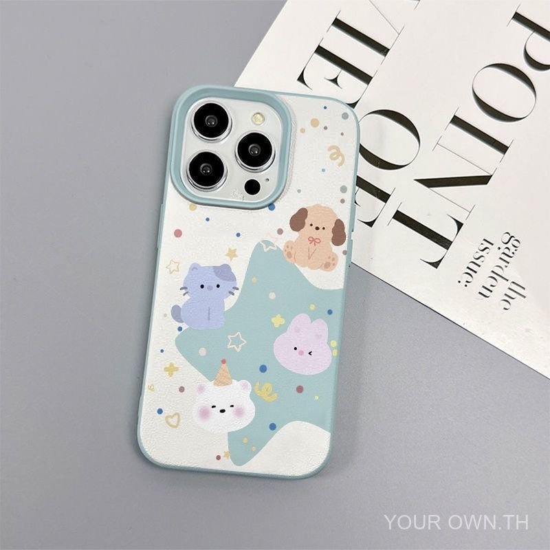 ลายจุดสีสันลายกระต่ายน่ารักสำหรับ iPhone ทุกรุ่น-สำหรับ7plus, 8PLUS, X, XR, XS MAX, 11, 12, 13, 14, 15 PRO MAX ออกแบบสไตล์ที่น่าสนใจและทันสมัย