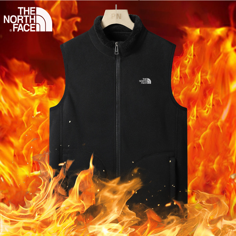 M-5xl The North Face Cashmere Stand Up Collar Vest, เสื้อกั๊กกันลมฤดูหนาวที่อบอุ่นของคู่รัก, เสื้อกั๊กตุ๊กตา