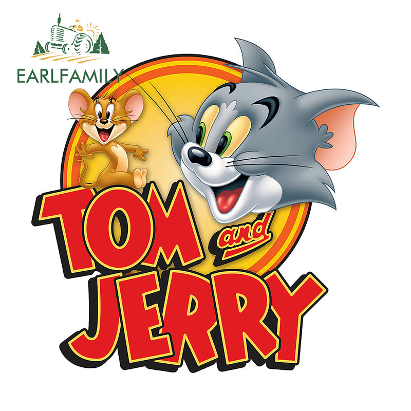 Earlfamily 13 ซม.Tom และ Jerry อะนิเมะตลกรถสติกเกอร์ Amusing กันน้ําไวนิล Decal เหมาะสําหรับรถจักรยานยนต์ Racing Drifting แล็ปท็อปสเก็ตบอร์ด