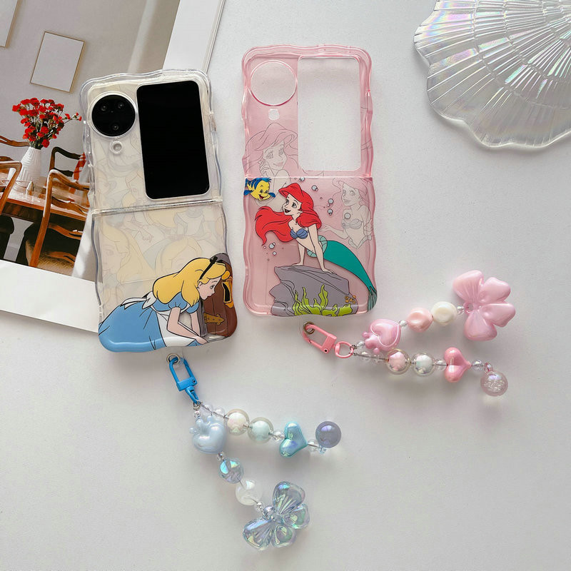 เคสโทรศัพท์แบบพับได้สําหรับ Oppo Find N2 N3 Flip Cute Princess Alice พร้อมจี้เคสโทรศัพท์กาวนุ่ม