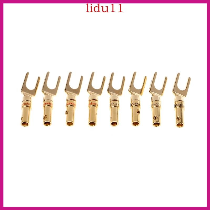 Lid 8 ชิ้นทองเหลืองชุบทอง Y Spade ปลั๊กลําโพง o สกรูส้อมเชื่อมต่ออะแดปเตอร์