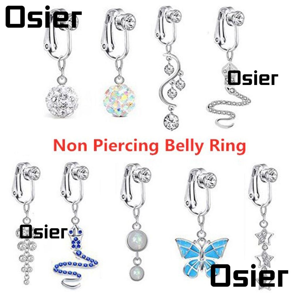 Osier1 จิวสะดือไม่เจาะแหวนปุ่มท้องแฟชั่นคลิปบนต่างหูผู้หญิง Faux Belly เจาะ