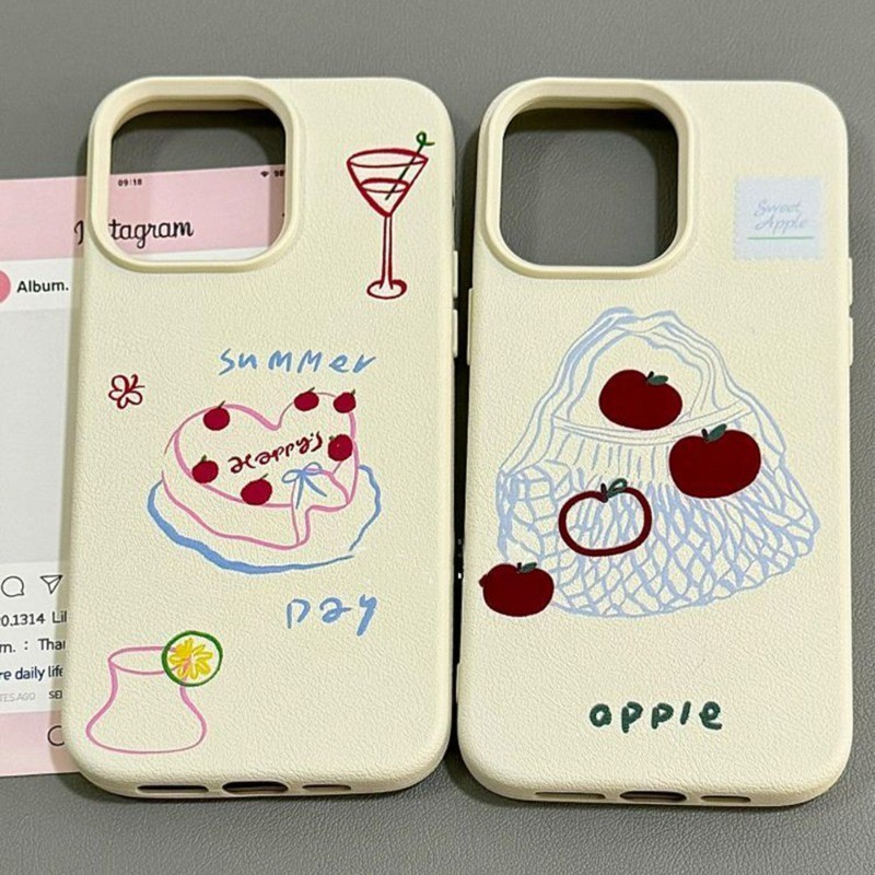 Korean เคสไอโฟน for iPhone 16 15 13 11 Pro Max 11 12 14 Pro Max XR XS Max 16 Plus เคสโทรศัพท์มือถือลายหนังป้องกันการตก