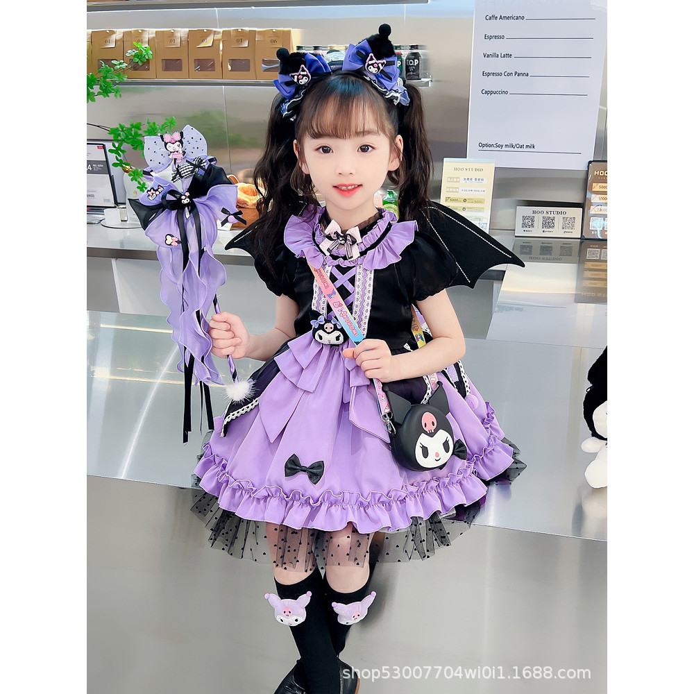 Kuromi สาว Lolita กระโปรง Pettiskirt แฟชั่นเด็กน่ารักการ์ตูนเครื่องแต่งกายประสิทธิภาพชุด