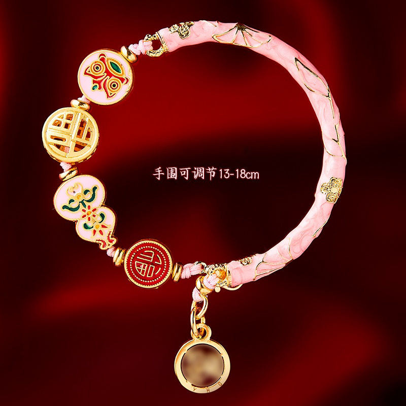 北京宫寺庙同款景泰蓝手链手环香灰古法烧蓝半镯手链送女朋友礼物Beijing Palace Temple Same Style Cloisonn é Bracelet Fragrant Bracelet20241008 - รูปที่ 5