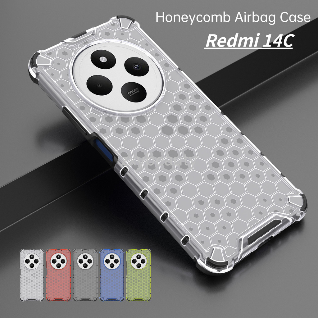 ถุงลมนิรภัยสําหรับ Redmi 14C Xiaomi POCO C75 4G 2024 เคสโทรศัพท์กันกระแทกเกราะหรูหราซิลิโคนสําหรับ Redmi14C 5G POCOC75 รังผึ้งกรณีโปร่งใส