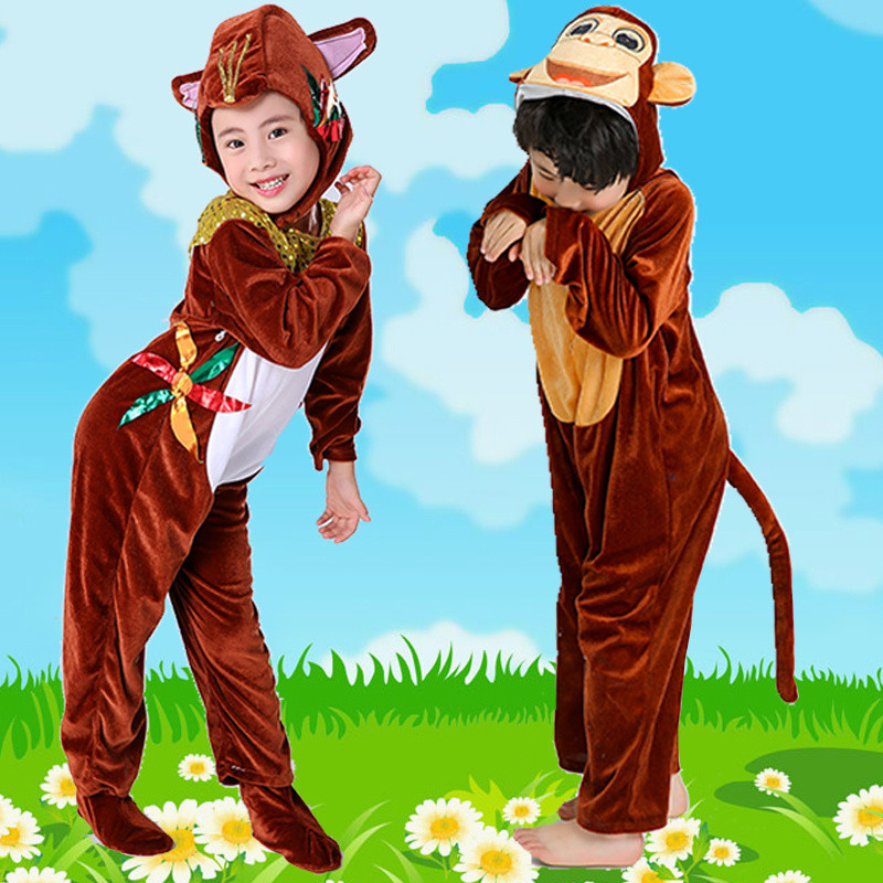 เครื่องแต่งกาย ฮาโลวีนเด็กสัตว์เครื่องแต่งกายอนุบาลลิงเครื่องแต่งกายสัตว์เล็กโรงเรียนประถมศึกษาลิงตกปลาดวงจันทร์ละครเครื่องแต่งกาย xd7เจ
