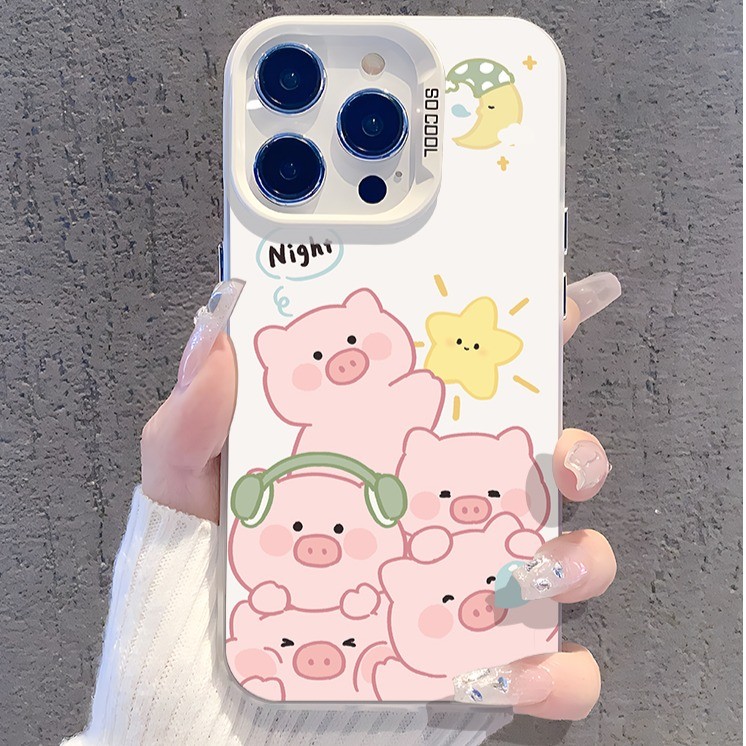 เคสแข็งหรูหรา เคสการ์ตูนน่ารักหมู เคสซัมซุงA05s A15 A25 A52 A51 A12 A03 A23 A14 A13 A30 A32 SamsungA33 A34 A10s A50