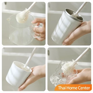 Thaihome แปรงล้างขวดซิลิโคน แปรงล้างแก้ว ขวดนม ที่ล้างขวด ด้ามจับยาว สําหรับทําความสะอาดถ้วยแก้ว bottle brush