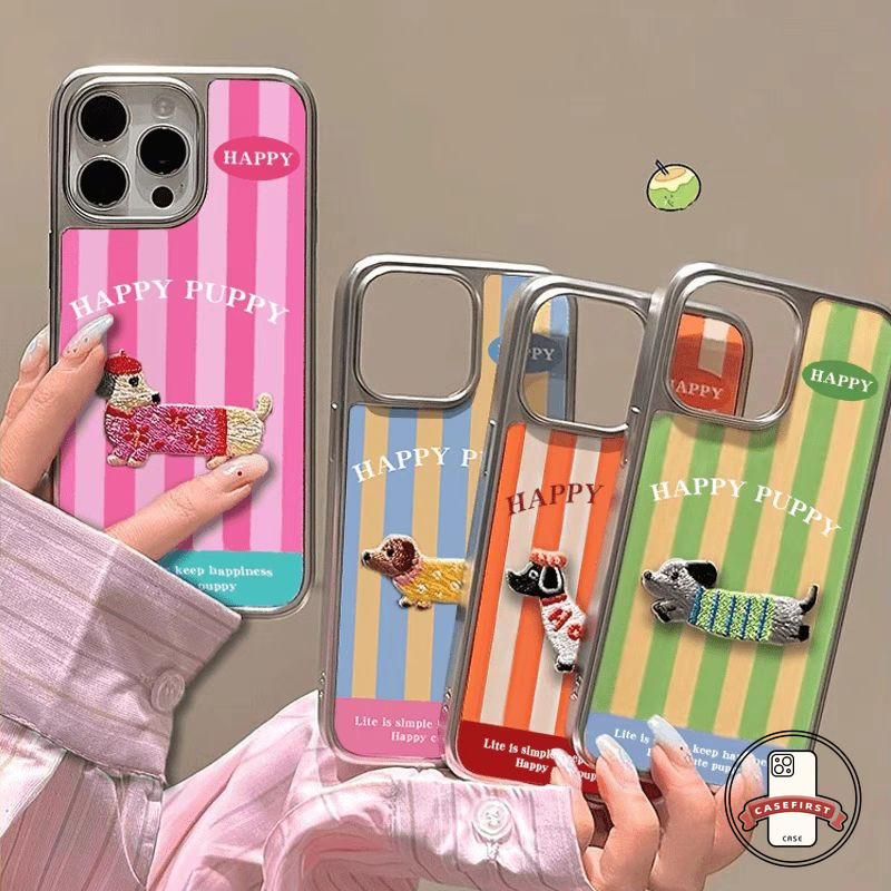 การ์ตูนสีสันสดใสไส้กรอกลายลูกสุนัขนุ่ม เคส IPhone XR 11 15 13 16 12 14 Pro Max 7Plus 14 16 7 8 15 Plus X XS MAX SE 2020