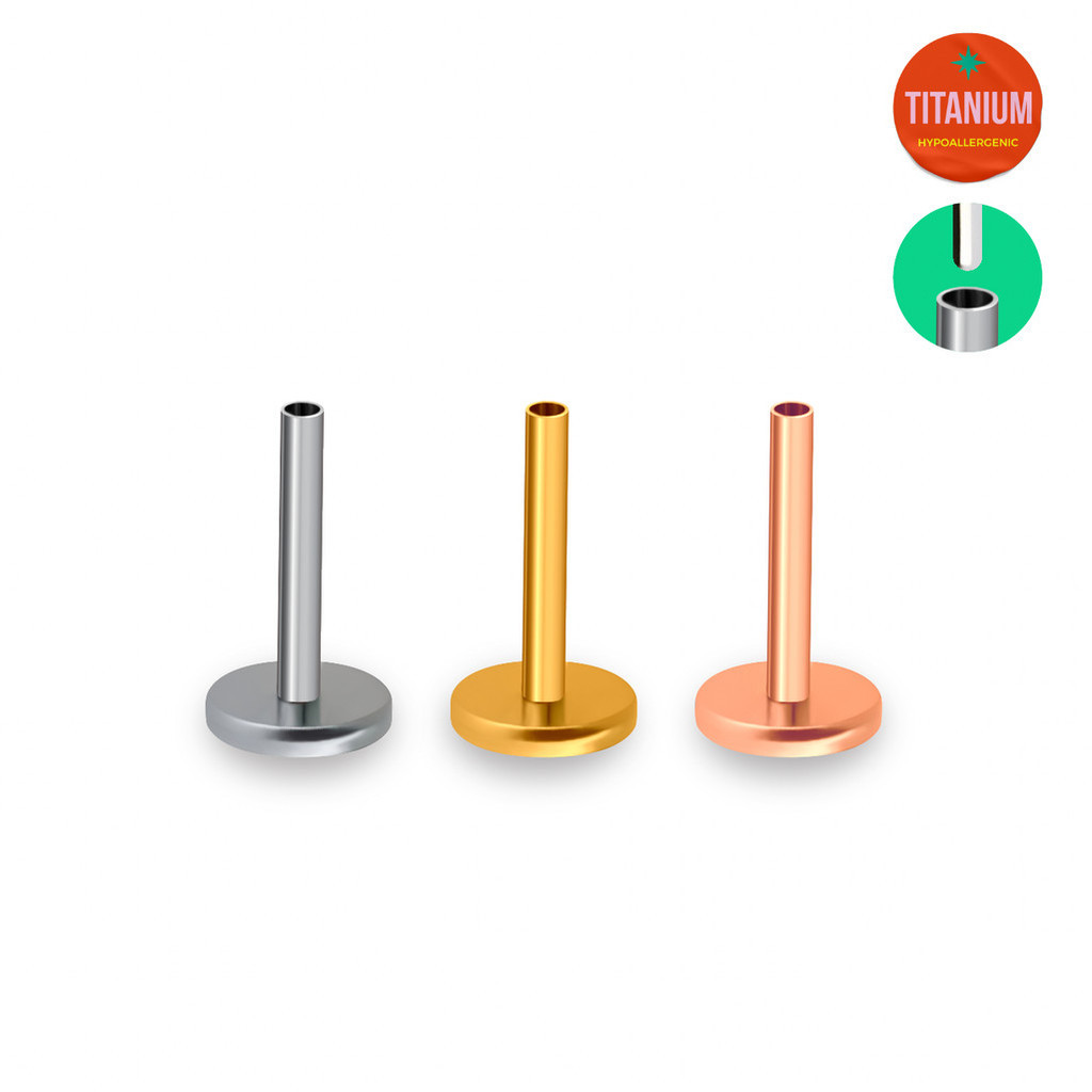 PiJi Titanium Push-In Flatback Earring Post (เฉพาะแป้น)