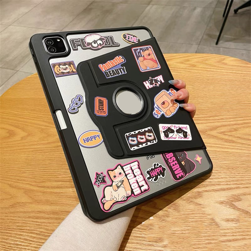 เคสฝาพับ เคสหมุนได้360 องศาหมุน Samsung Galaxy Tab A9 Plus /Tab S6 lite/Tab S9 FE S9FE หลังโปร่งใส มีช่องใส่ปากกา