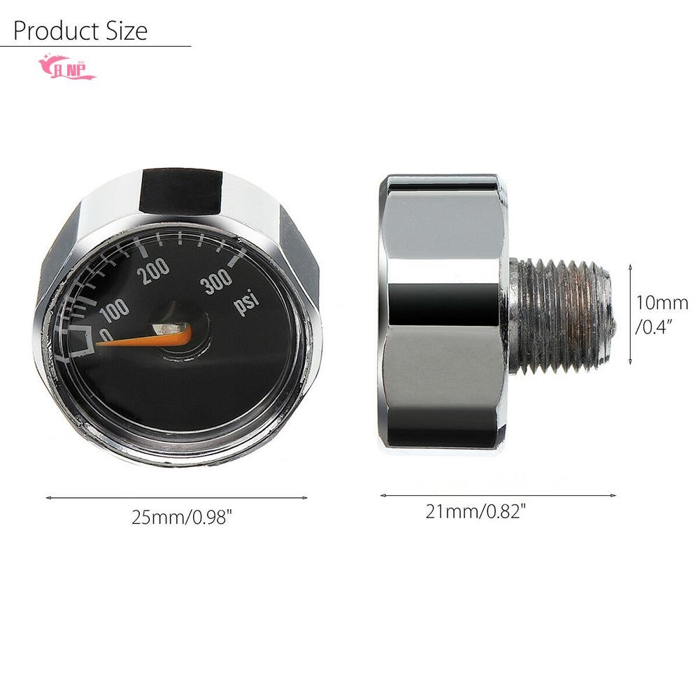 2 ชิ้น Micro Mini Gauge Manometer 1/8″ NPT 0-300 Psi Gauge พร้อมพอร์ตสูง