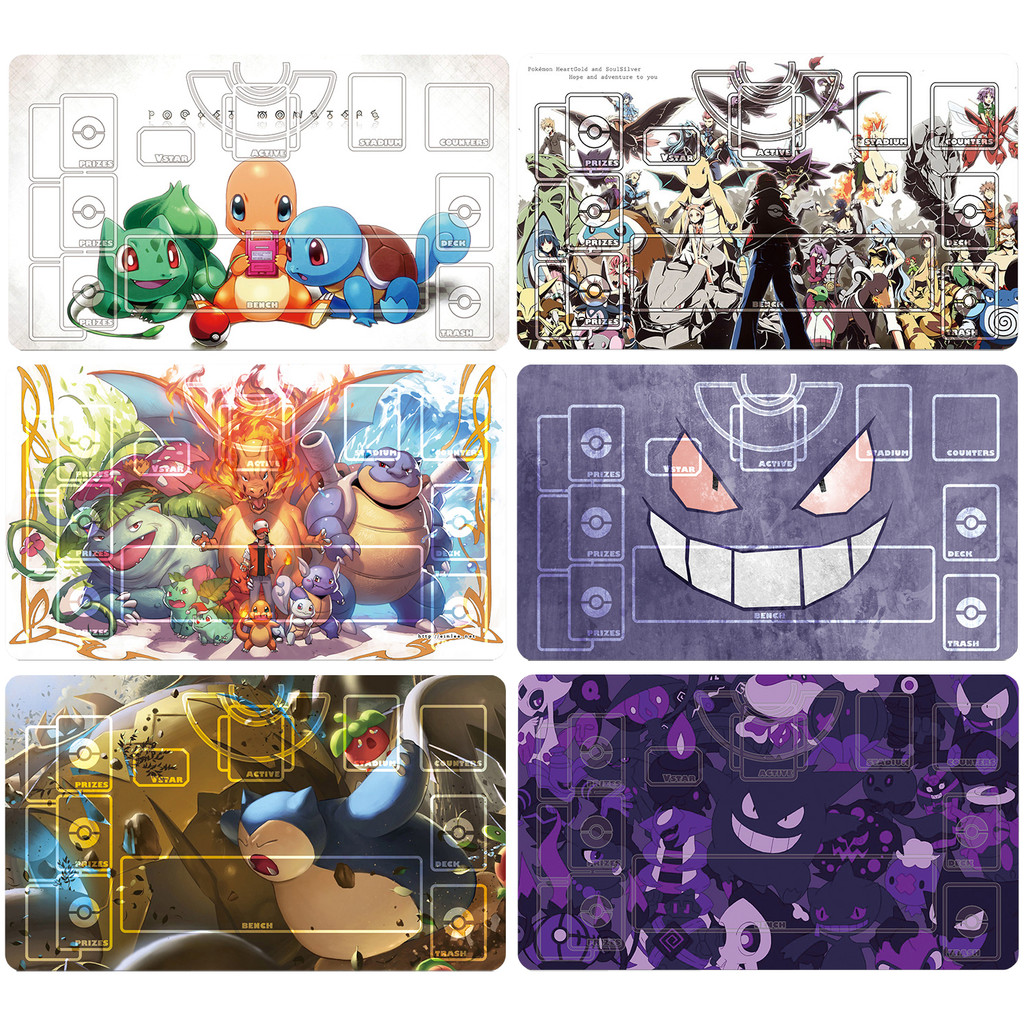 Diy 60x35 ซม.PTCG Pokemon เฉพาะเกมต่อสู้การ์ด Mat Charizard Venusaur Blastoise Gengar ของขวัญของเล่นเกมอะนิเมะตาราง