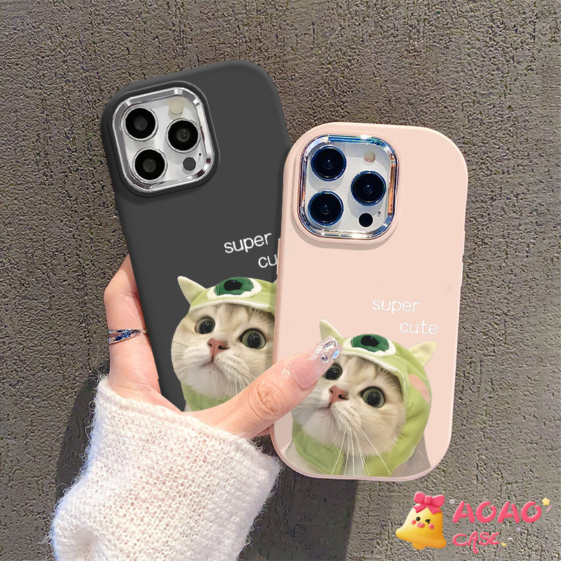 การ์ตูนตลกแฟชั่นตลกหัวหน้าปกแมวนุ่ม เคสiPhone 16 11 13 15 12 14 Pro Max XR 7Plus 7 8 15 14 Plus X XS Max SE 2020