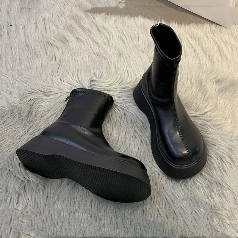 รองเท้าหนังขนาดเล็กรองเท้าส้นสูง Toe-Covered ขนแกะสไตล์ใหม่กันลื่น