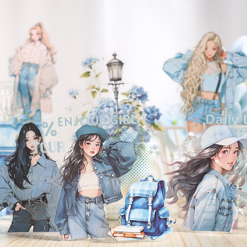 Journamm 10 PCS สติกเกอร์สมุดภาพสติกเกอร์หญิง Series PET วัสดุ DIY Scrapbooking Art Collage เครื่องเขียน Planner Decor สติกเกอร์ไดอารี่