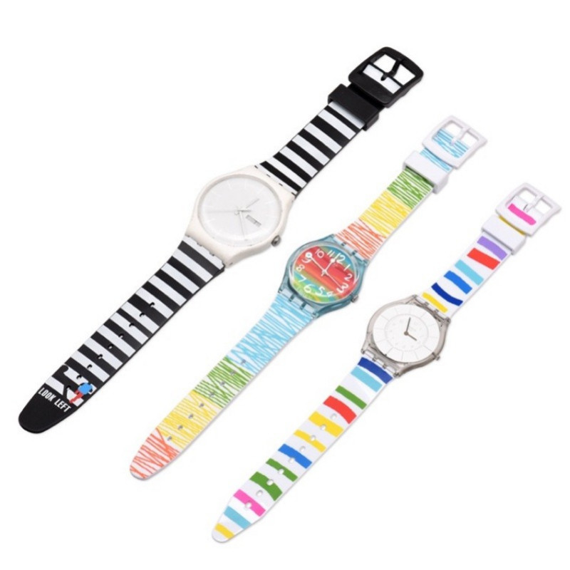 SWATCH 16มิลลิเมตร17มิลลิเมตร19มิลลิเมตรซิลิโคนสายนาฬิกาสําหรับ ดู นาฬิกา เจลลี่สีนุ่มกันน้ํายางเปลี่ยนสายรัดข้อมืออุป