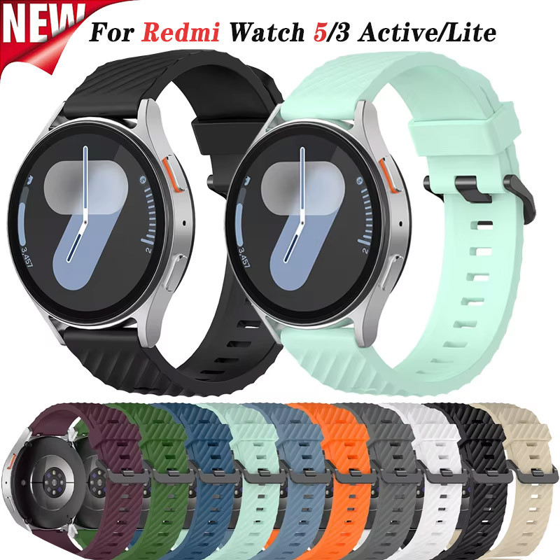 22 มม.ซิลิโคนสําหรับ Redmi Watch 5 Active/Lite สายรัดข้อมือกีฬาสร้อยข้อมือสําหรับ Redmi Watch 3 Active/Lite Watchband อุปกรณ์เสริม