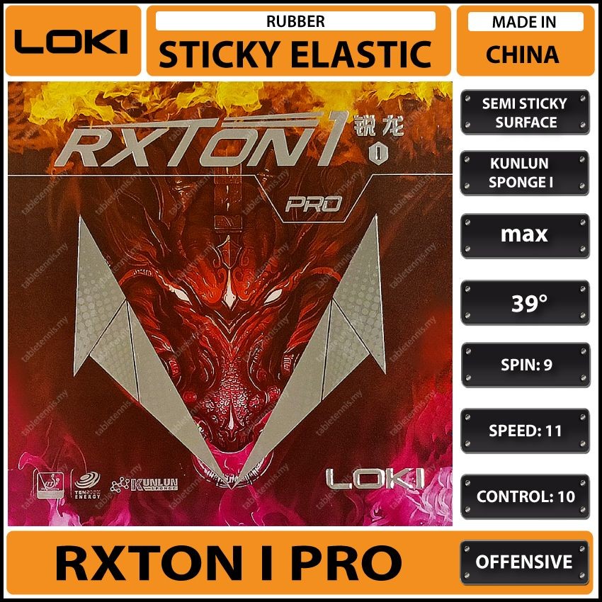 Loki Rxton 1 Pro ยางปิงปองยืดหยุ่นกึ่งเหนียว Getah Ping Pong Rxton I