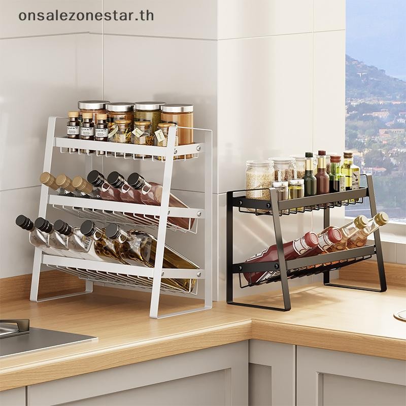 Ons ห้องครัวเครื่องเทศ Rack Organizer Multi Layer เครื่องปรุงรสเครื่องปรุงรสชั้นวาง Bevelled Design Perfect สําหรับขวดปรุงรสที่